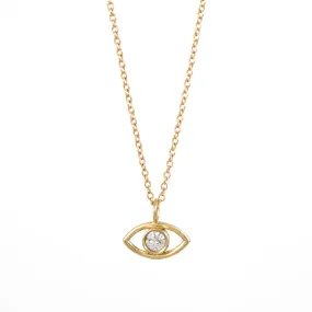 Evil Eye Diamond Necklace - 14K Yellow Gold