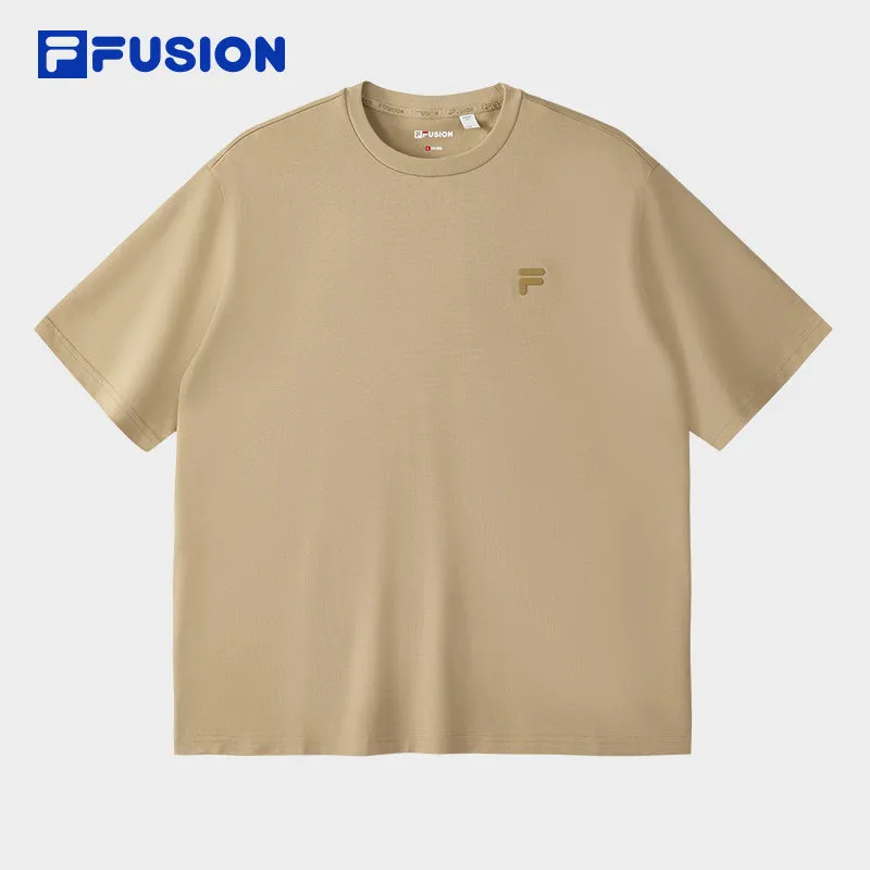 FILA FUSION INLINE QR Unisex Short Sleeve T-shirt (White / Black / Light Brown)