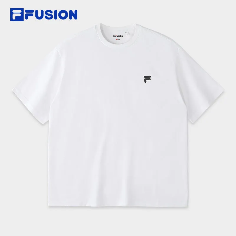 FILA FUSION INLINE QR Unisex Short Sleeve T-shirt (White / Black / Light Brown)