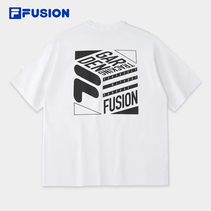 FILA FUSION INLINE QR Unisex Short Sleeve T-shirt (White / Black / Light Brown)