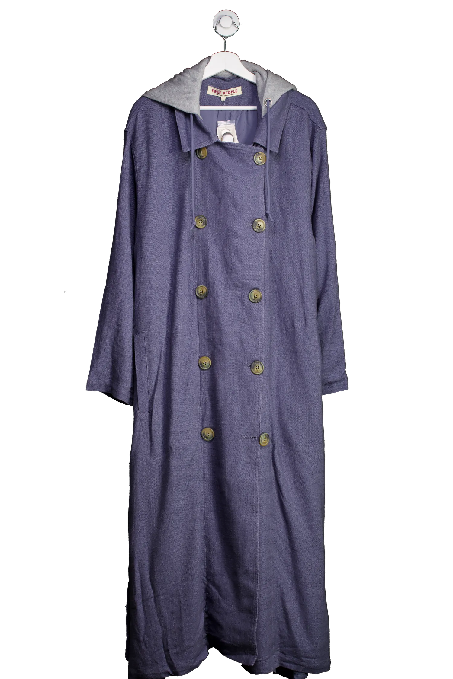 Free People Blue Charlie Trench Coat In Moonlight UK L