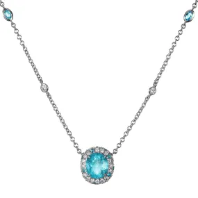 GIA 3.61ctw Natural Neon Blue PARAIBA Tourmaline & Diamond Platinum Necklace