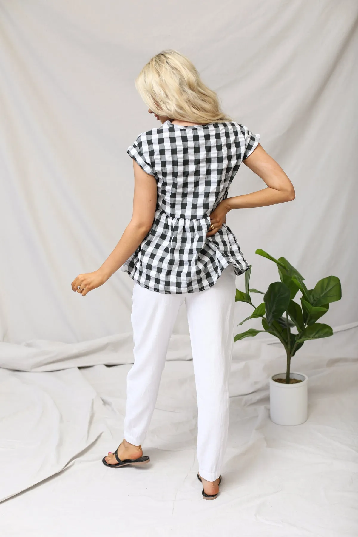 Gingham Seersucker Top