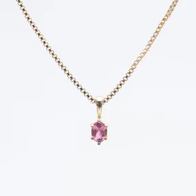 Gold Vermeil Oval Claw Set Pink Sapphire Necklace