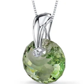 Green Amethyst Pendant Sterling Silver Snail Cut 15 Carats