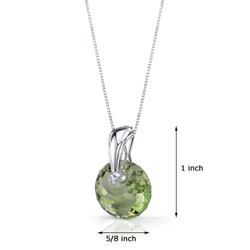 Green Amethyst Pendant Sterling Silver Snail Cut 15 Carats