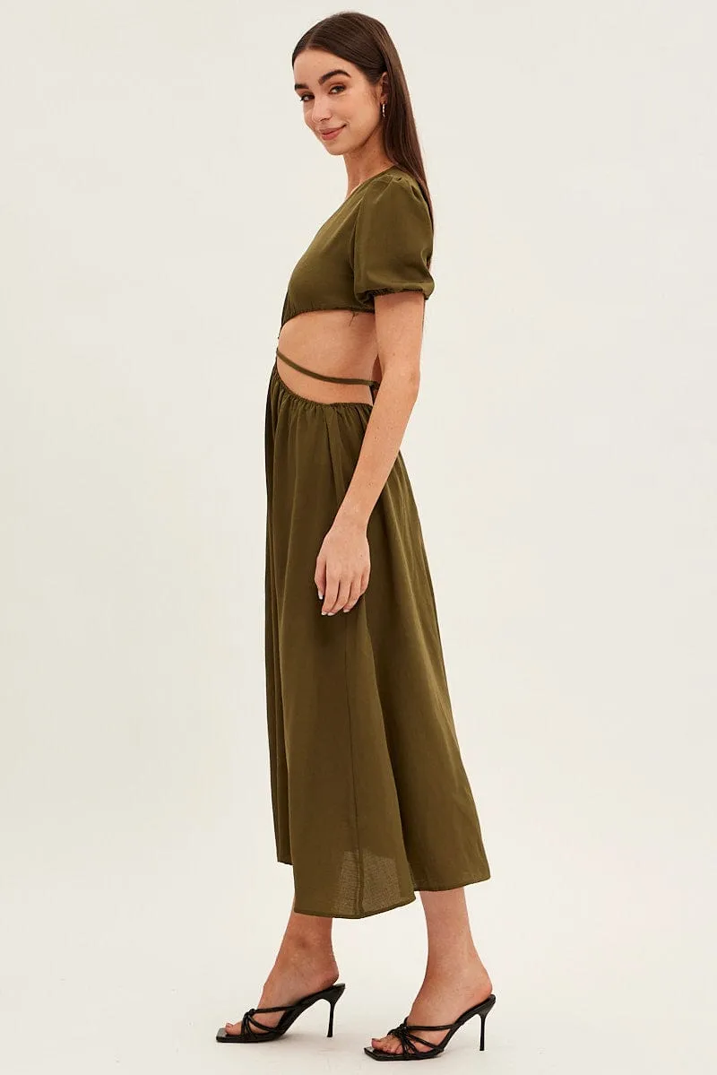 Green Cutout Midi Dress