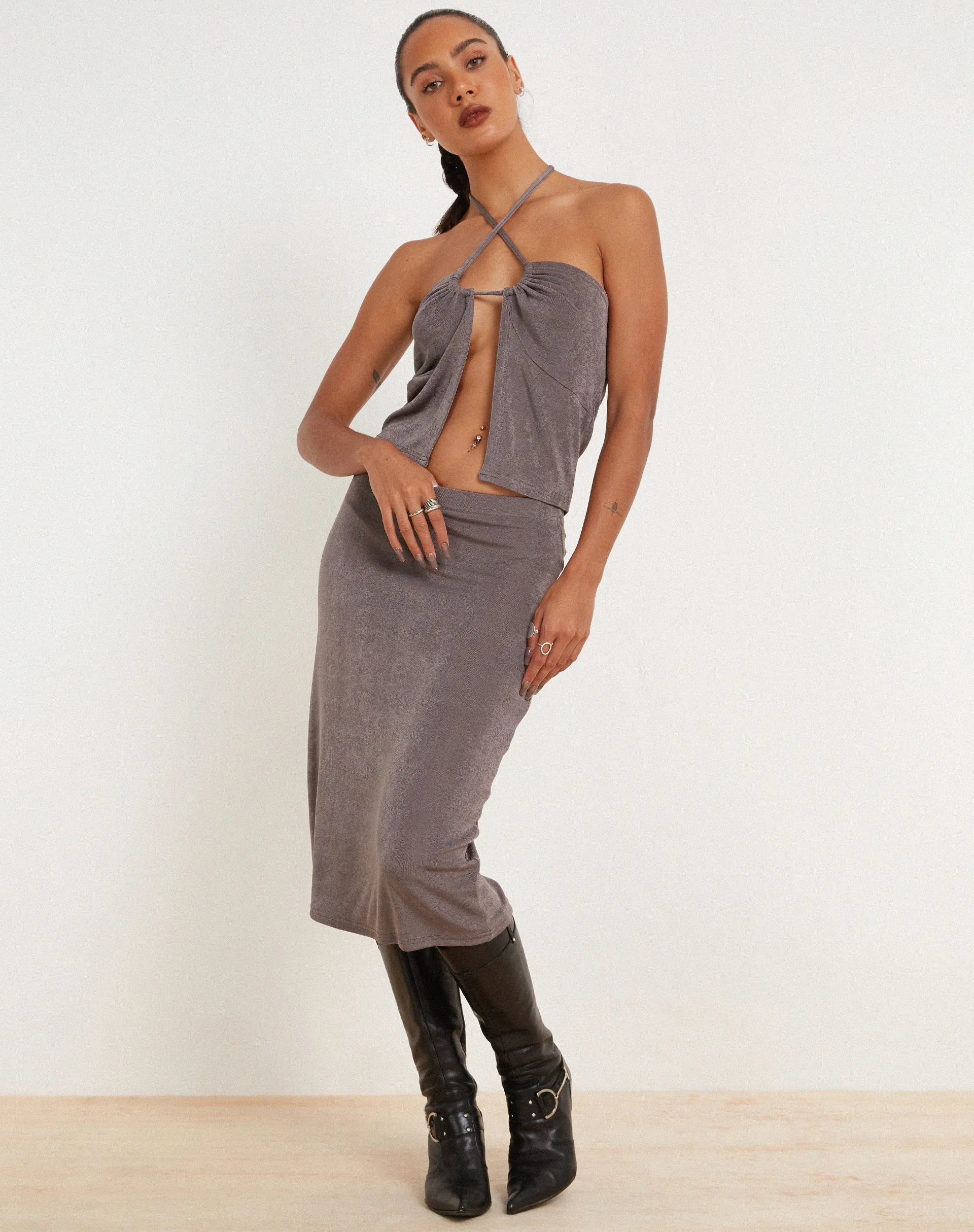 Hadley Midi Skirt in Charcoal