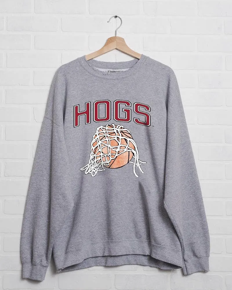 Hogs Basketball Fling Puff Ink Gray Thrifted Sweatshirt