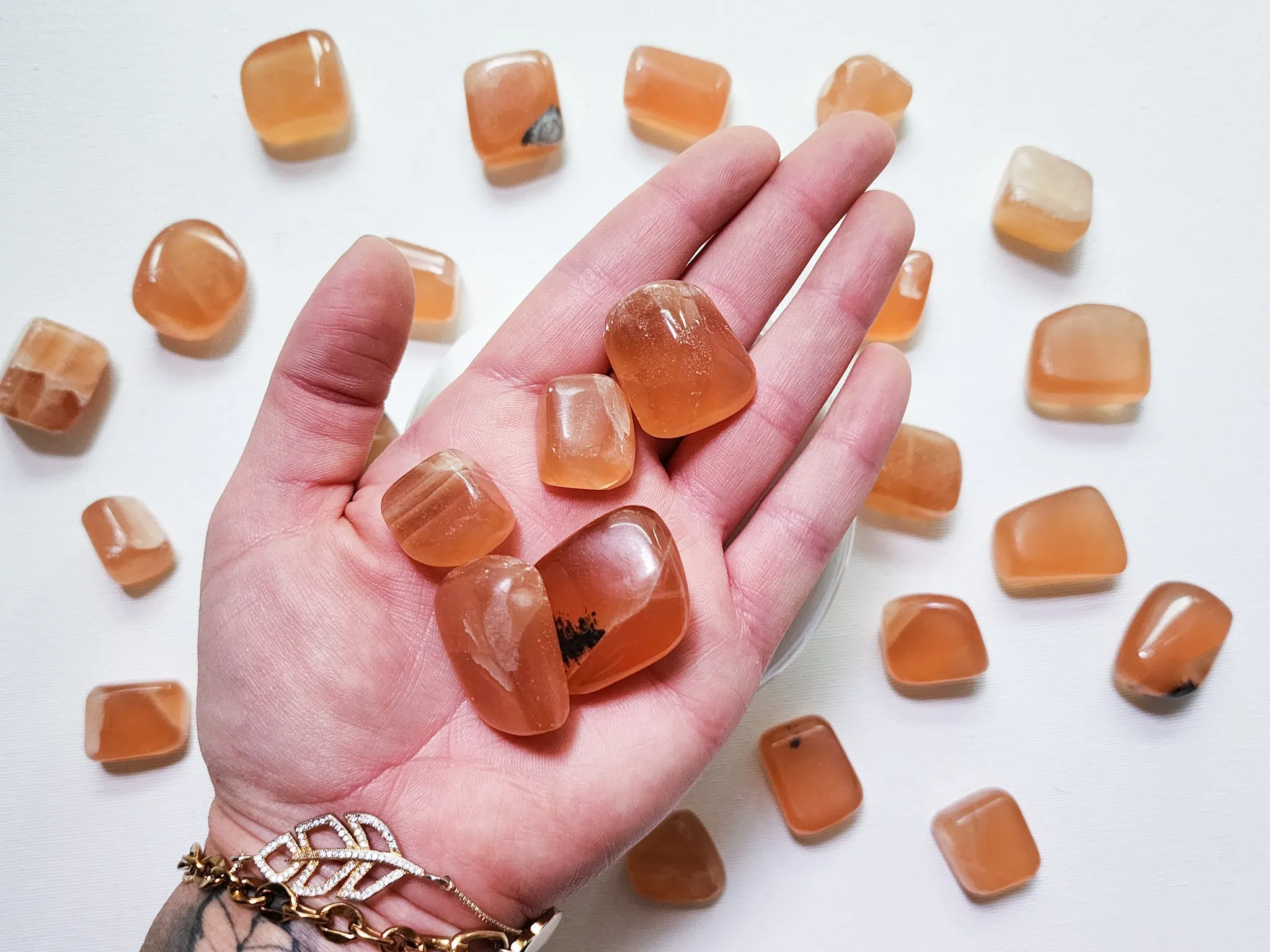 Honey Calcite Tumbled Stone ll Pakistan