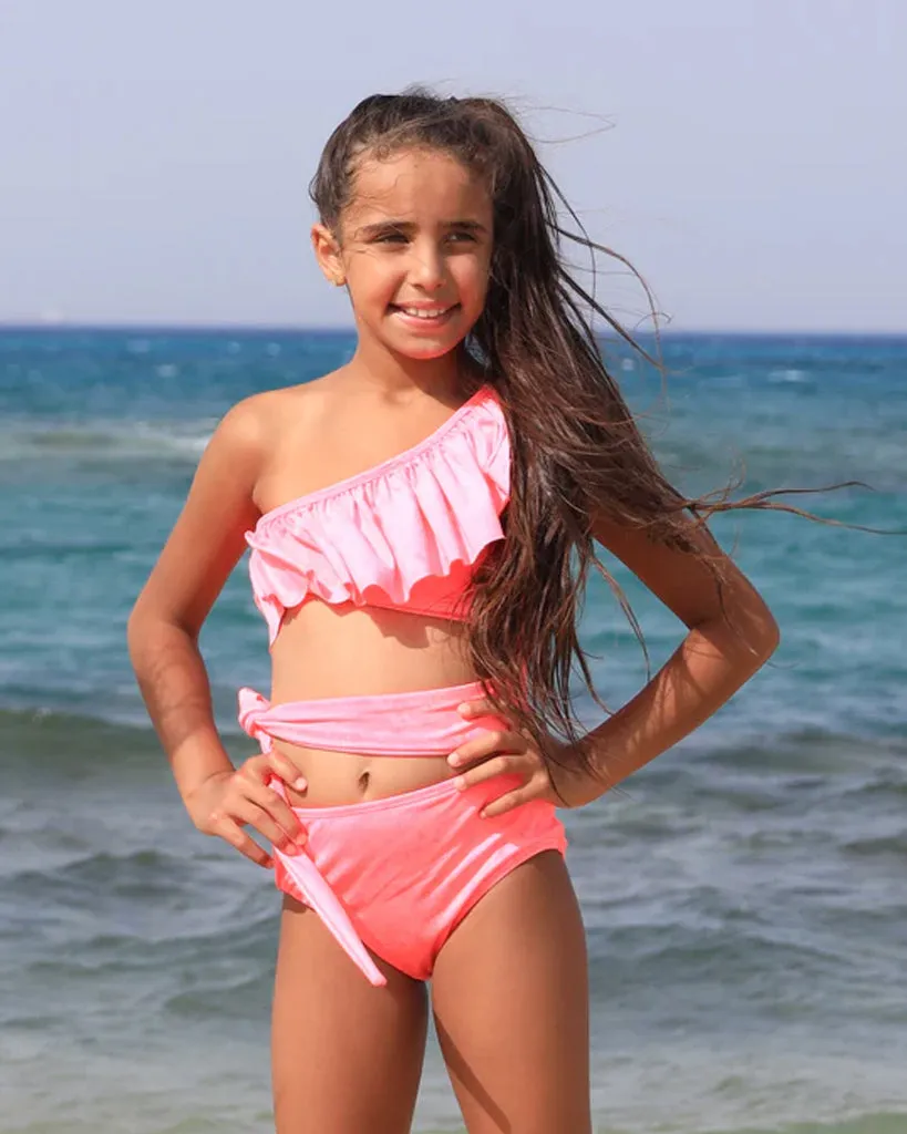 Hot pink Tie side knot swimsuit