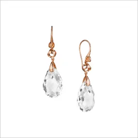 Icona Rock Crystal Drop Earrings in Sterling Silver Plated with Rose Gold