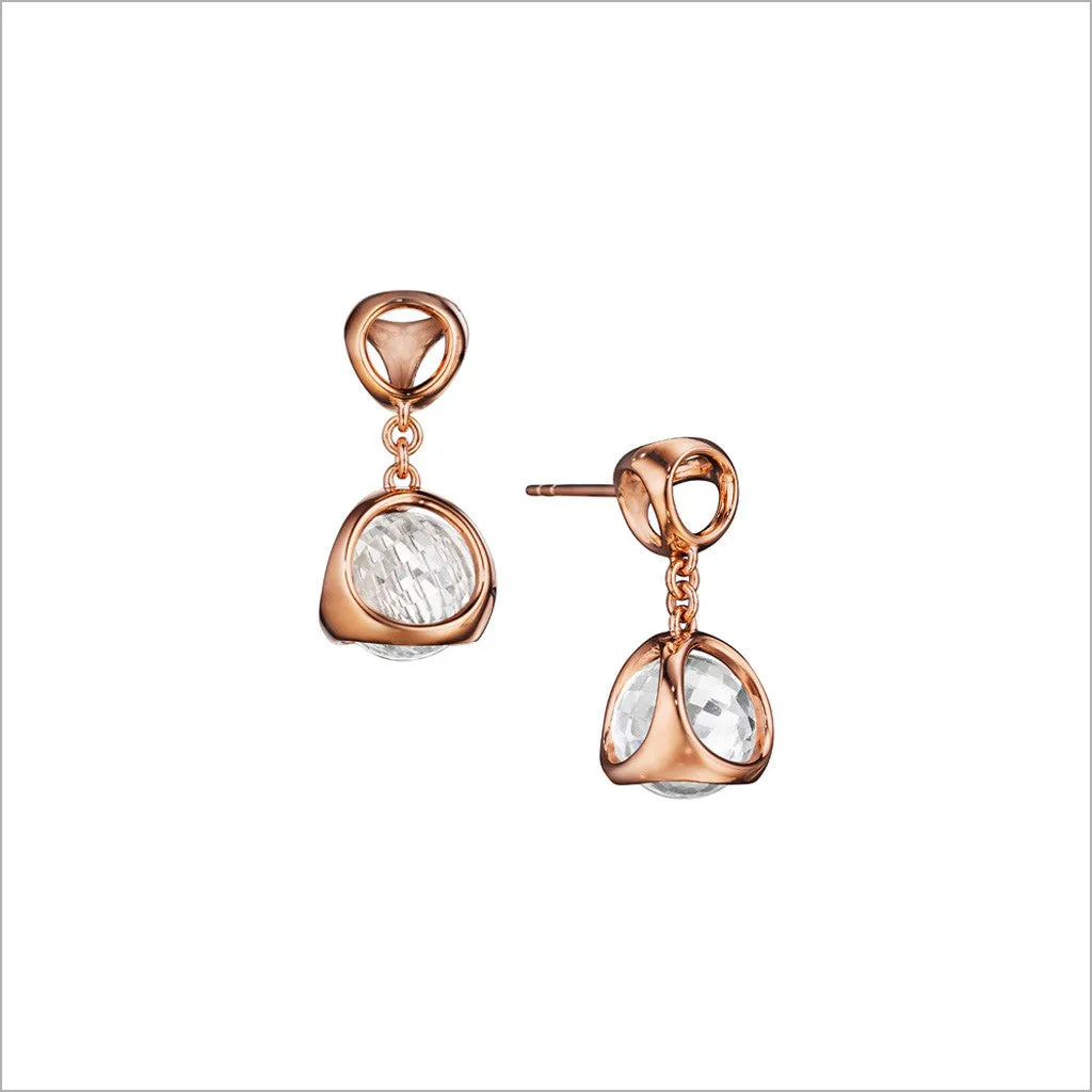 Icona Rock Crystal Earrings in Sterling Silver Plated with Rose Gold