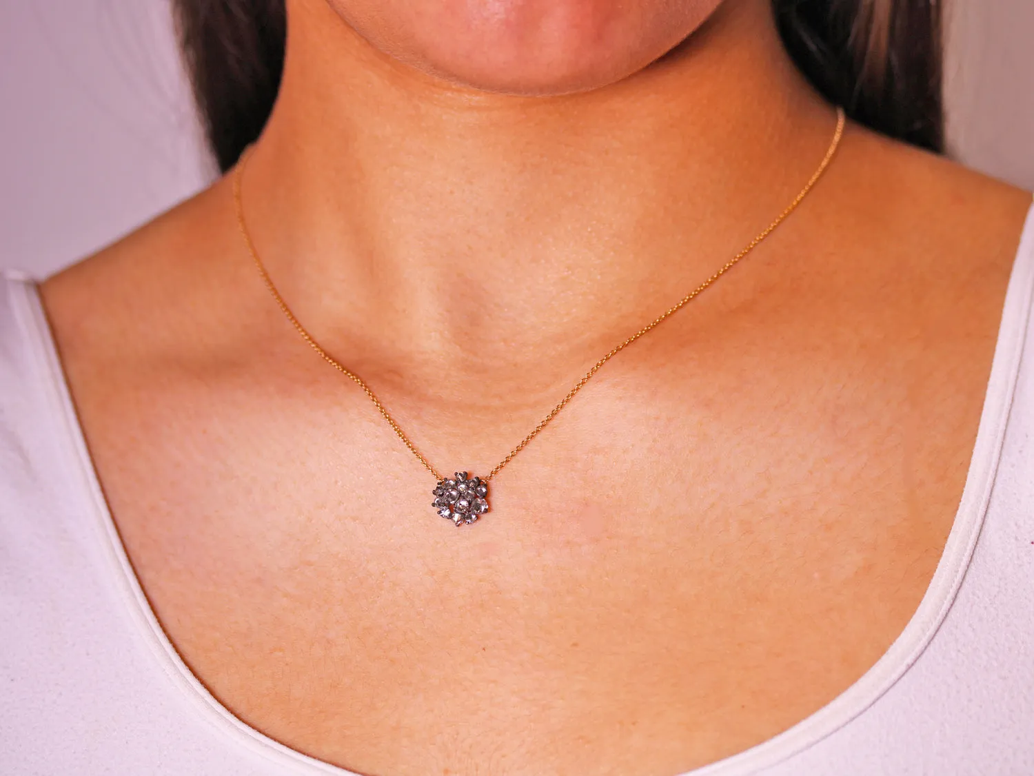 Inverted Diamond Cluster Necklace