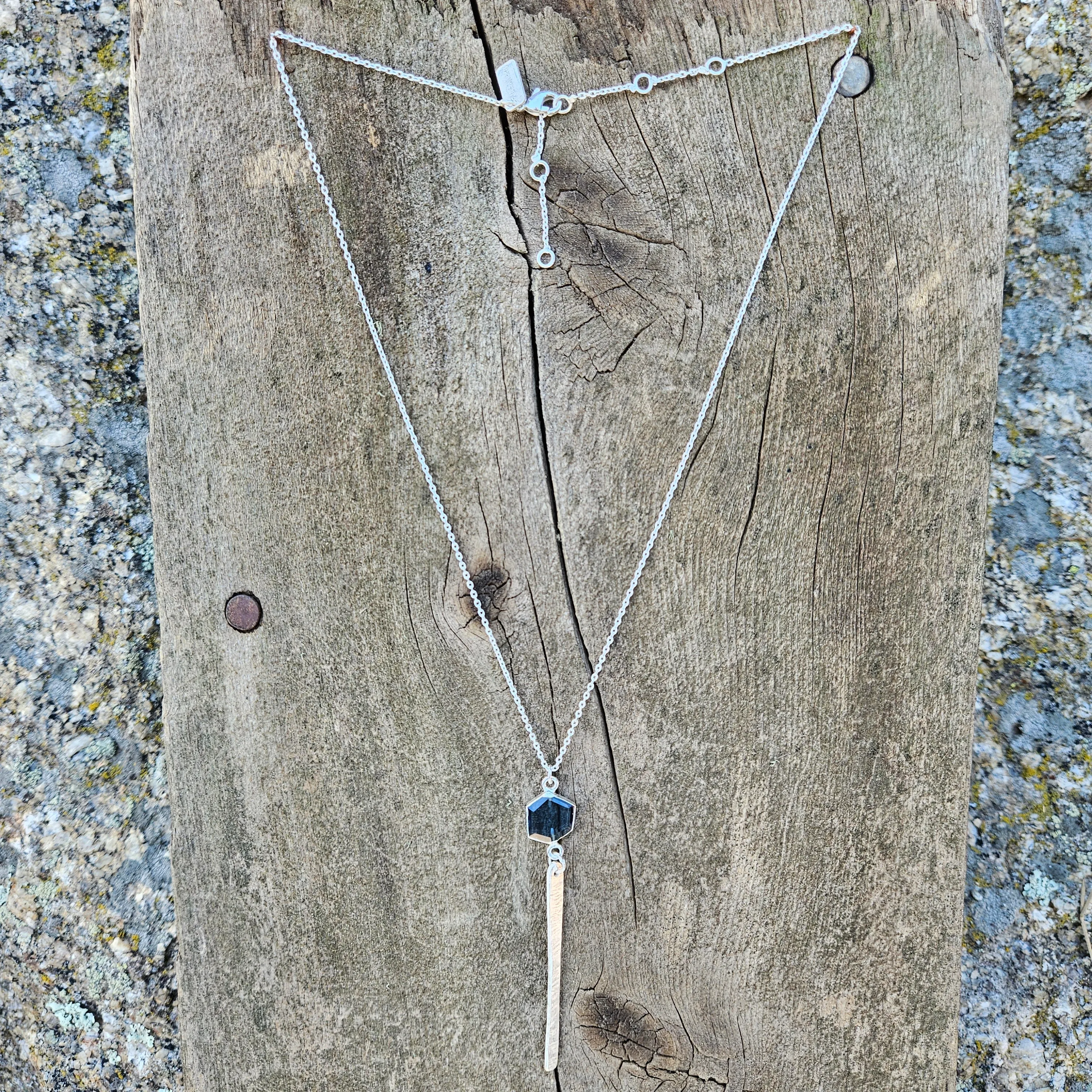 Iolite Diamond Drop Necklace - Silver