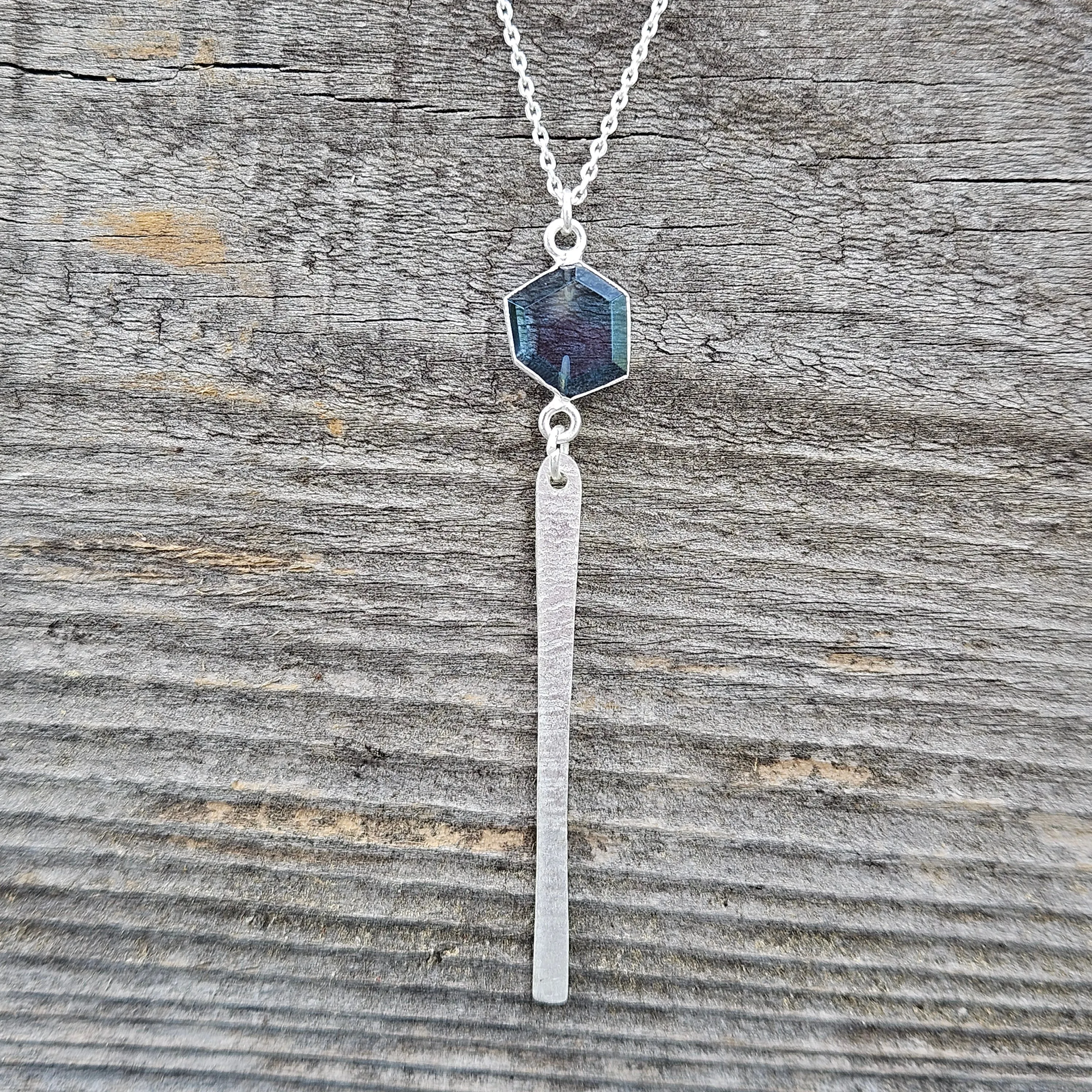 Iolite Diamond Drop Necklace - Silver