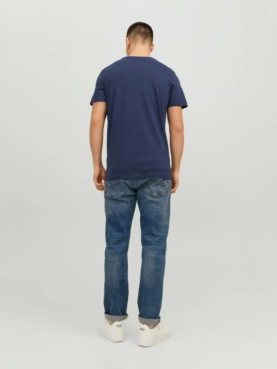 Jack & Jones Mens T-Shirt 'JJEJEANS TEE' Print Crew Neck