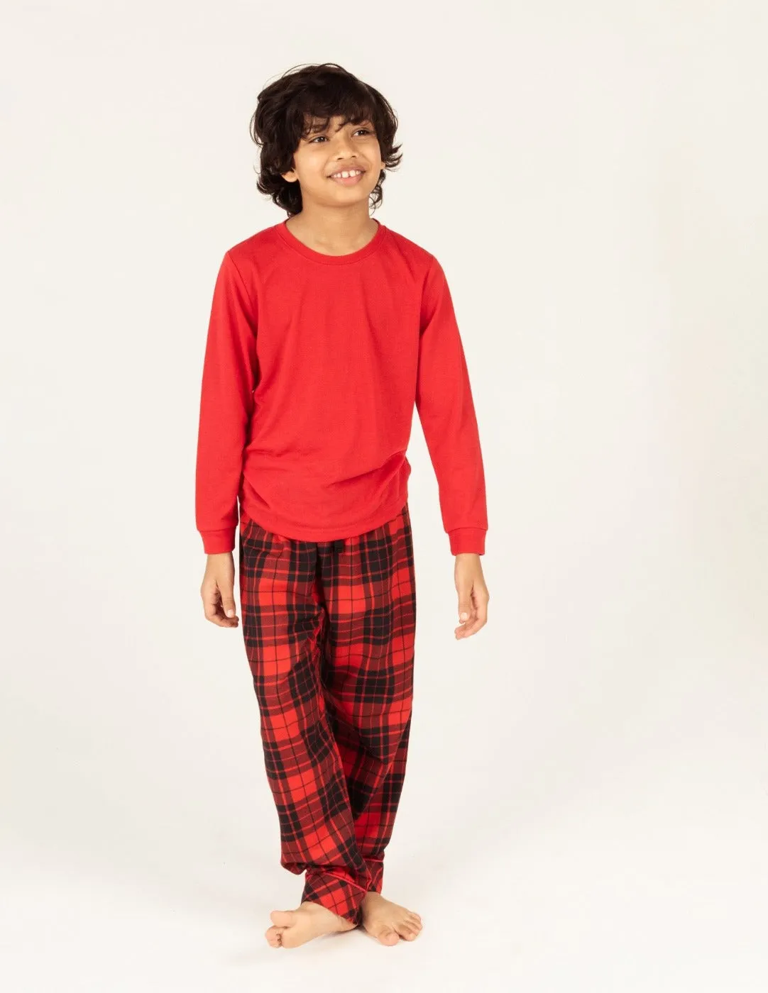 Kids Flannel Print Pajama Sets