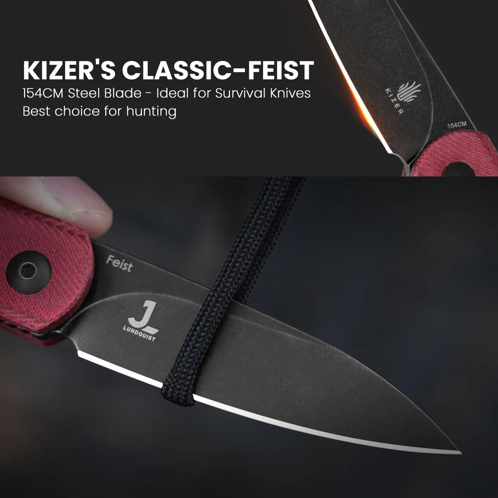 Kizer Feist 154CM Blade Liner Lock Denim Micarta Handle V3499C3 (2.80  Black Stonewashed)