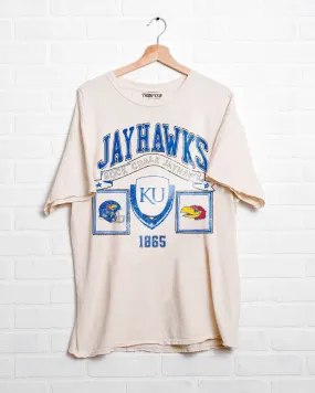 KU Jayhawks Prep Patch Off White Thrifted Tee