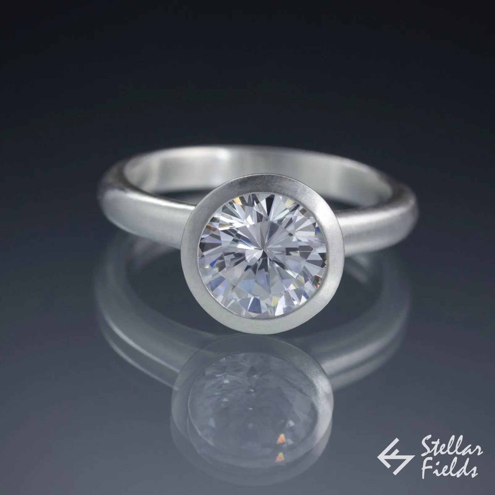 Lab Diamond Round Bezel Engagement Ring