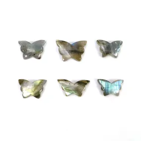 LABRADORITE Gemstone Carving : 27.00cts Natural Untreated Labradorite Gemstone Hand Carved Butterfly 15*10mm - 18*12mm 6pcs (With Video)