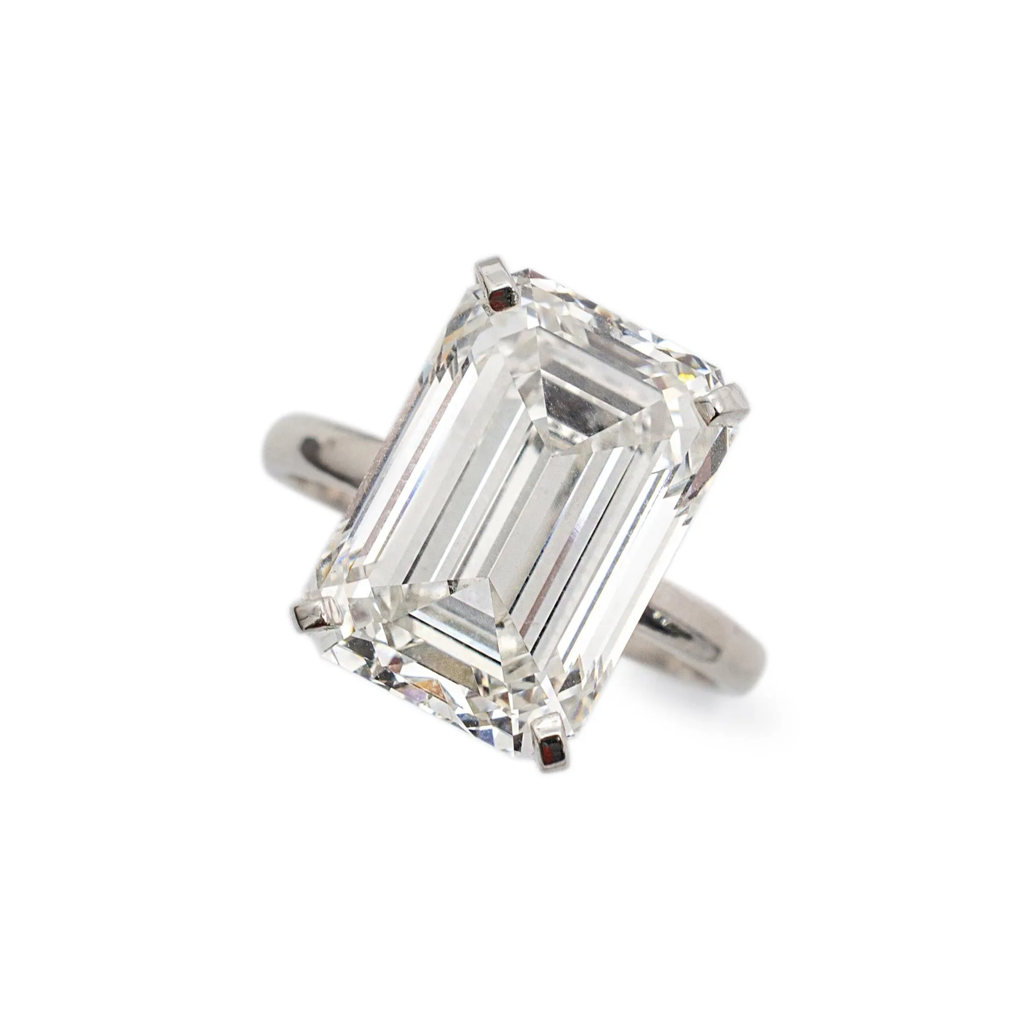 Ladies 14K White Gold Igi 10.18ct G VS2 Emerald Cut Lab Grown Diamond Solitaire Engagement Ring