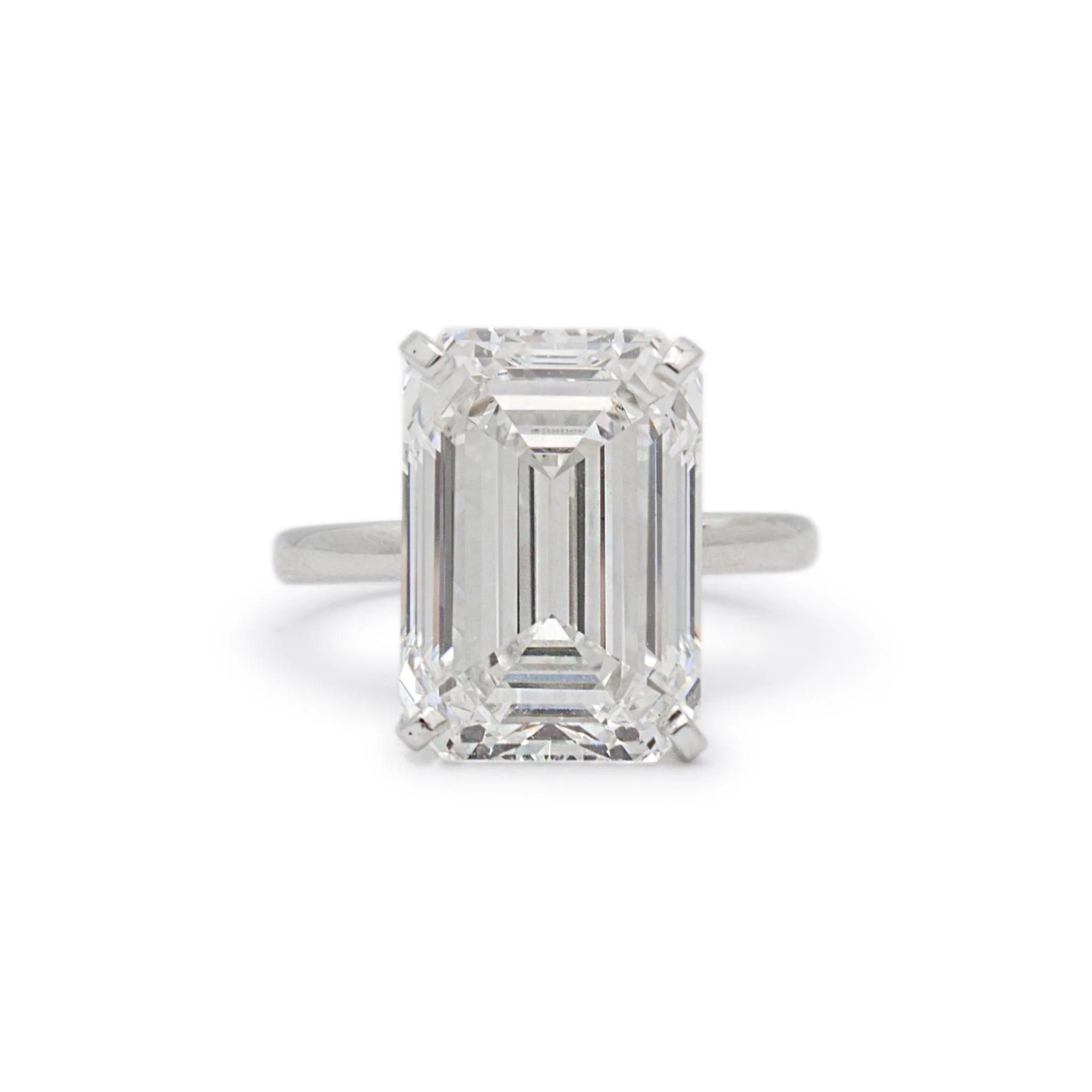 Ladies 14K White Gold Igi 10.18ct G VS2 Emerald Cut Lab Grown Diamond Solitaire Engagement Ring