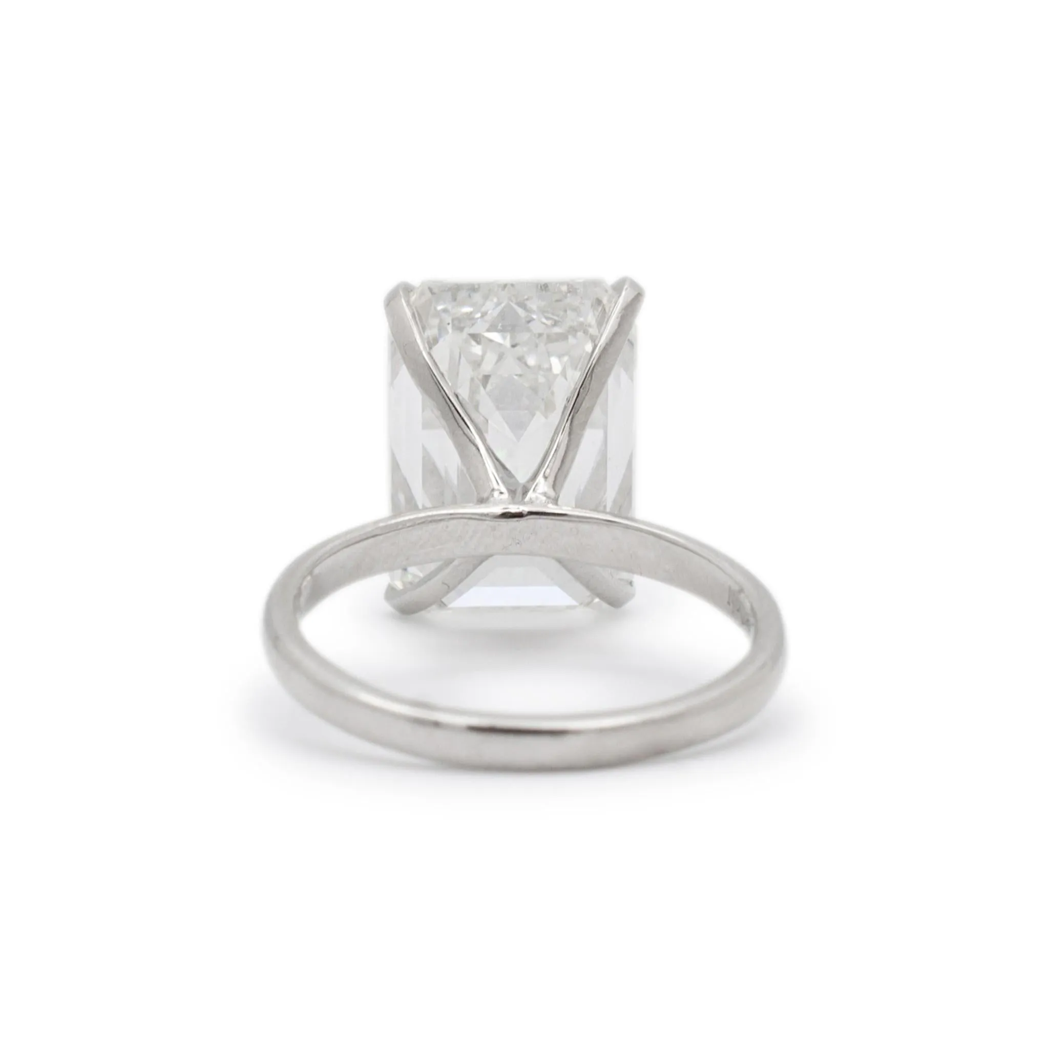 Ladies 14K White Gold Igi 10.18ct G VS2 Emerald Cut Lab Grown Diamond Solitaire Engagement Ring