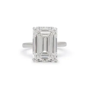 Ladies 14K White Gold Igi 10.18ct G VS2 Emerald Cut Lab Grown Diamond Solitaire Engagement Ring