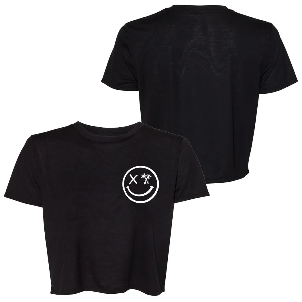 Ladies "Spliced Smile" Flowy Crop Tee | Basic