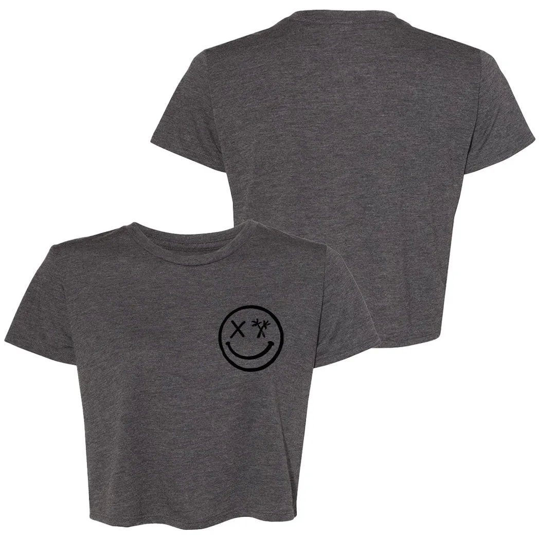 Ladies "Spliced Smile" Flowy Crop Tee | Basic