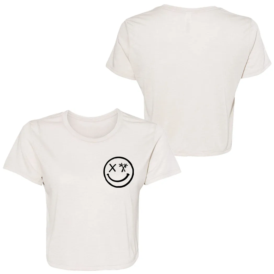 Ladies "Spliced Smile" Flowy Crop Tee | Basic