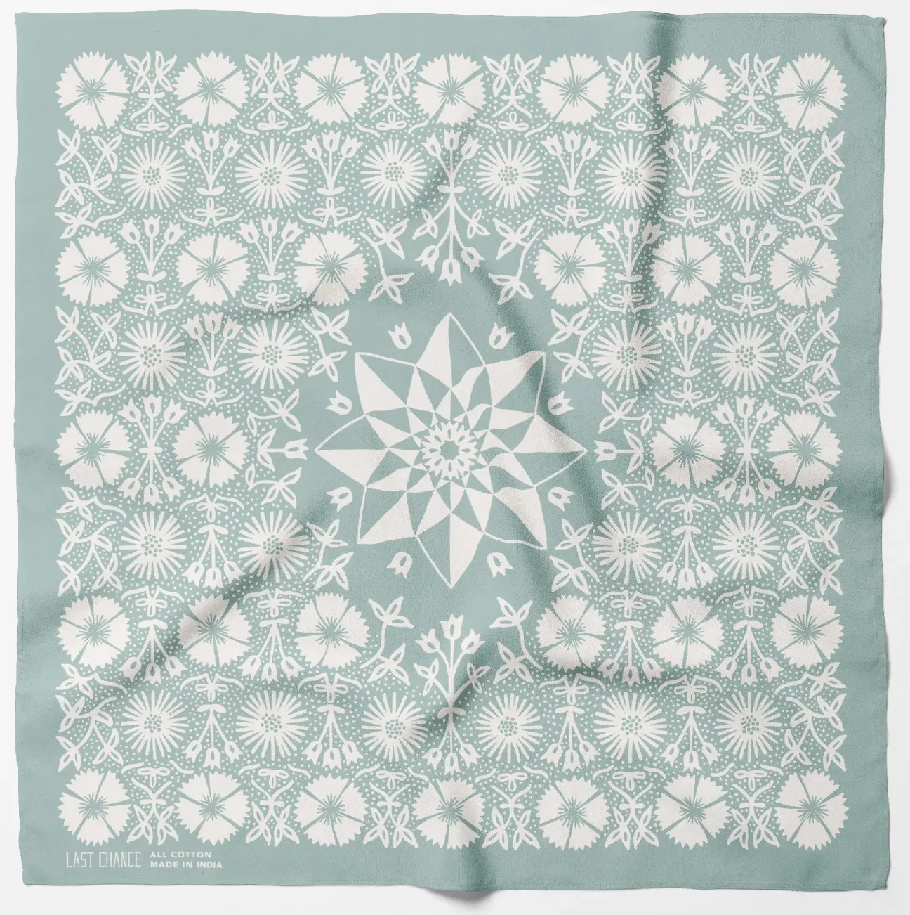 Last Chance Textiles: Cotton Aster Bandana - Seaglass