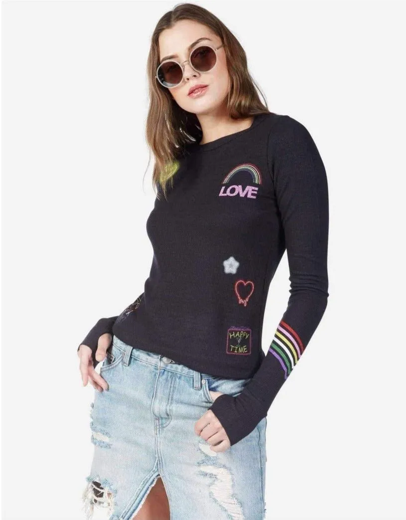 Lauren Moshi Mckinley Neon Signs Thermal Top