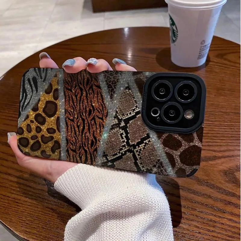 Leopard Print Patchwork Cute Phone Case For iPhone 14, 13, 12, 11 Pro Max, 14 Plus, 12, 13 Mini, X, XR, XS Max, 7, 8 Plus