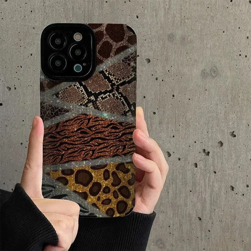 Leopard Print Patchwork Cute Phone Case For iPhone 14, 13, 12, 11 Pro Max, 14 Plus, 12, 13 Mini, X, XR, XS Max, 7, 8 Plus