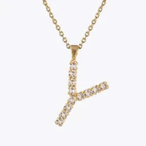 Letter Necklace Y / Crystal