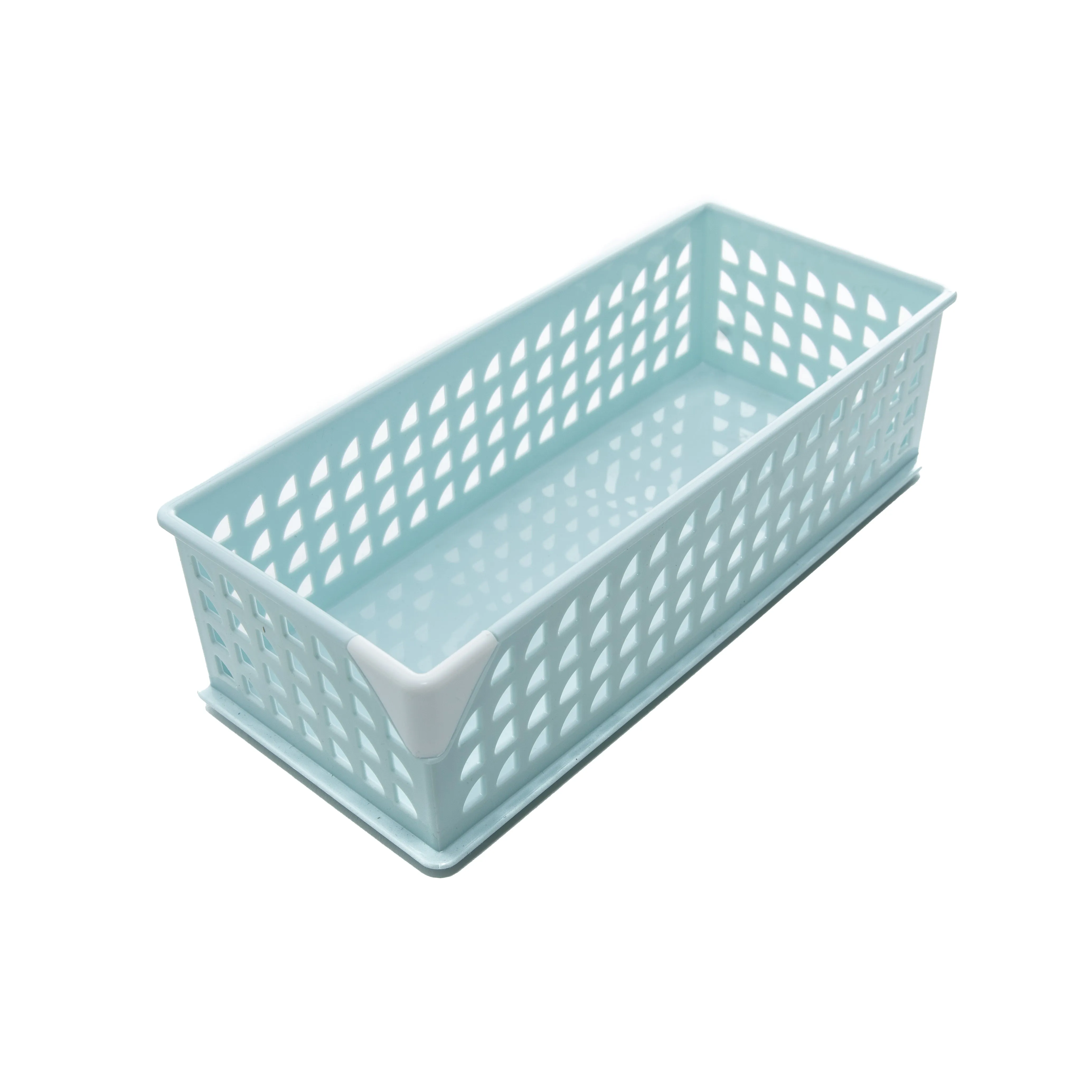 Light Blue Slim Stackable Storage Basket