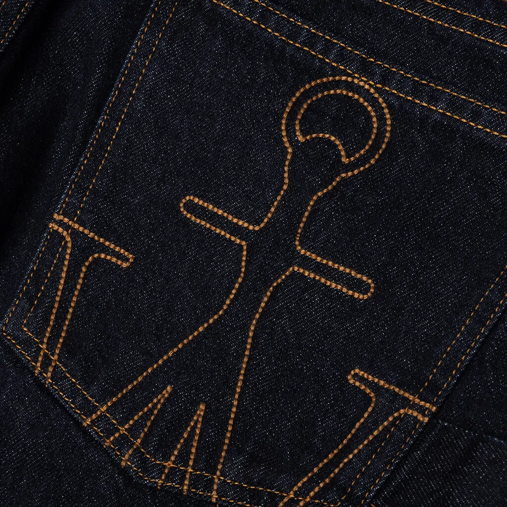 Logo Grid Turn up Workwear Jeans