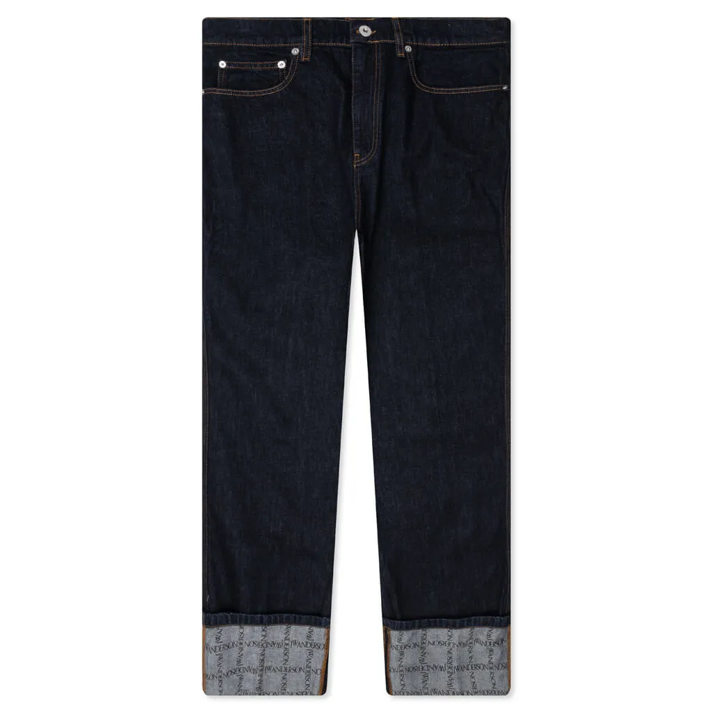 Logo Grid Turn up Workwear Jeans