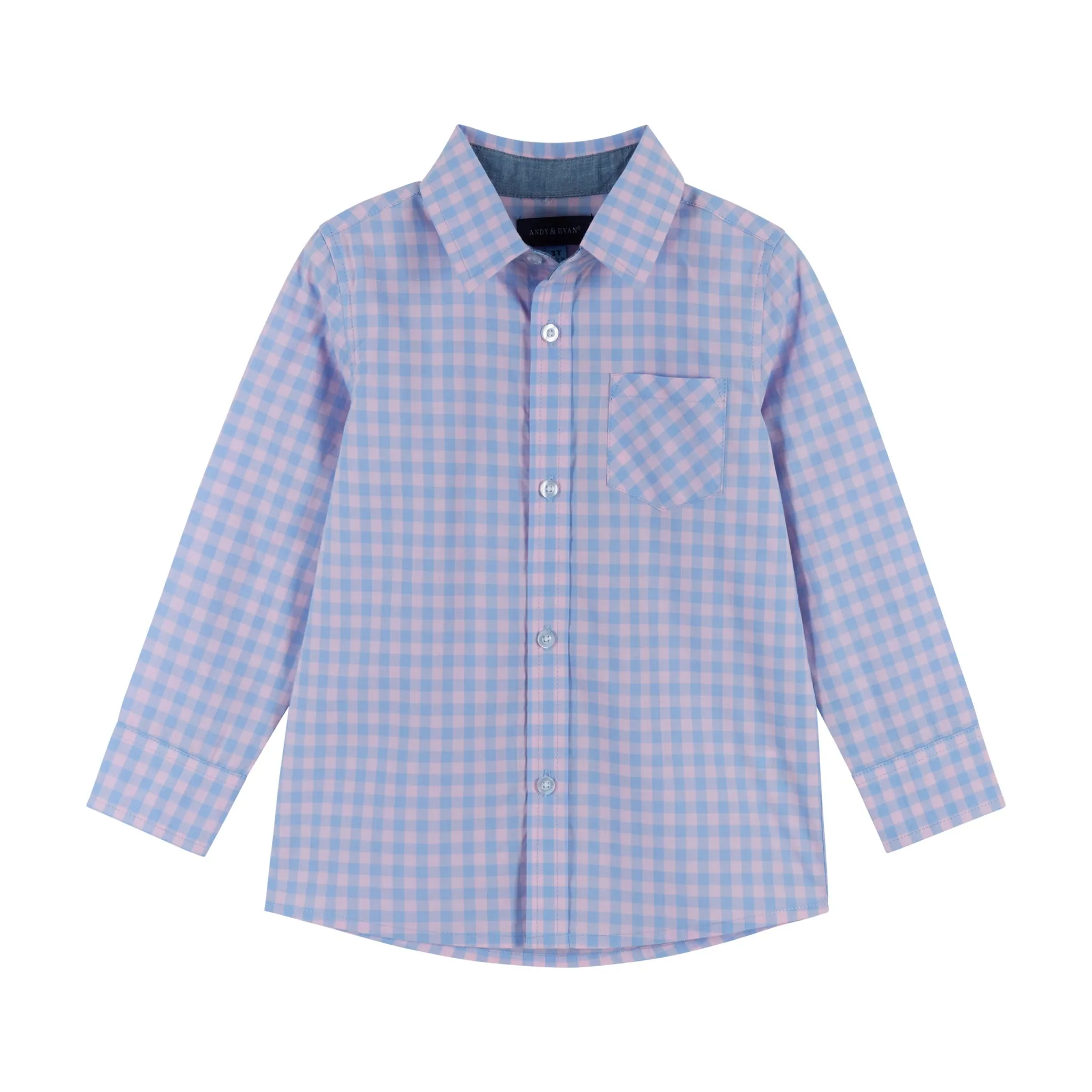 Long Sleeve Plaid Button-Up | Pink & Blue