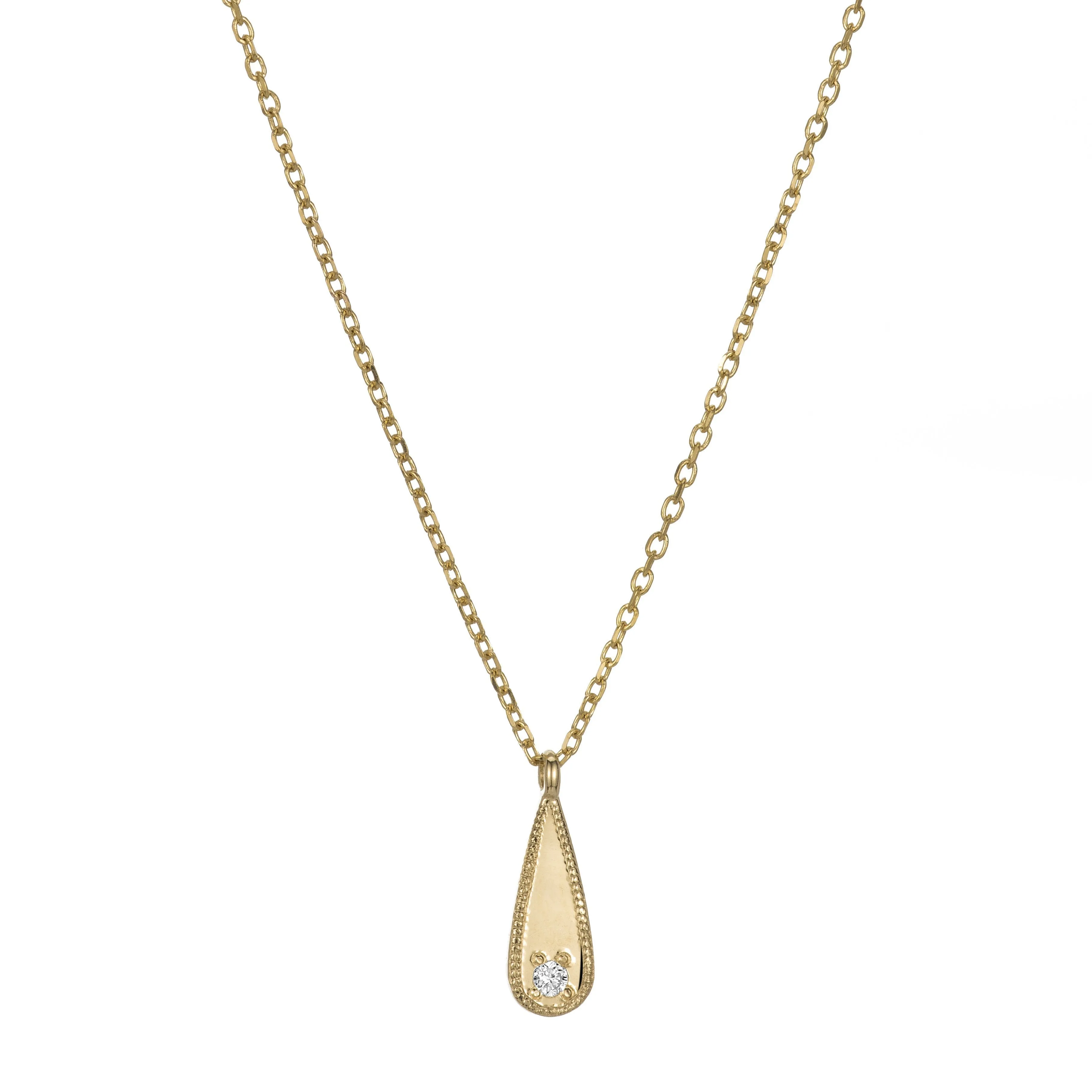 Long Teardrop Diamond Mirror Pendant