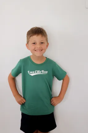 Love Ellis Rose Graphic Kids Tee - Green & White