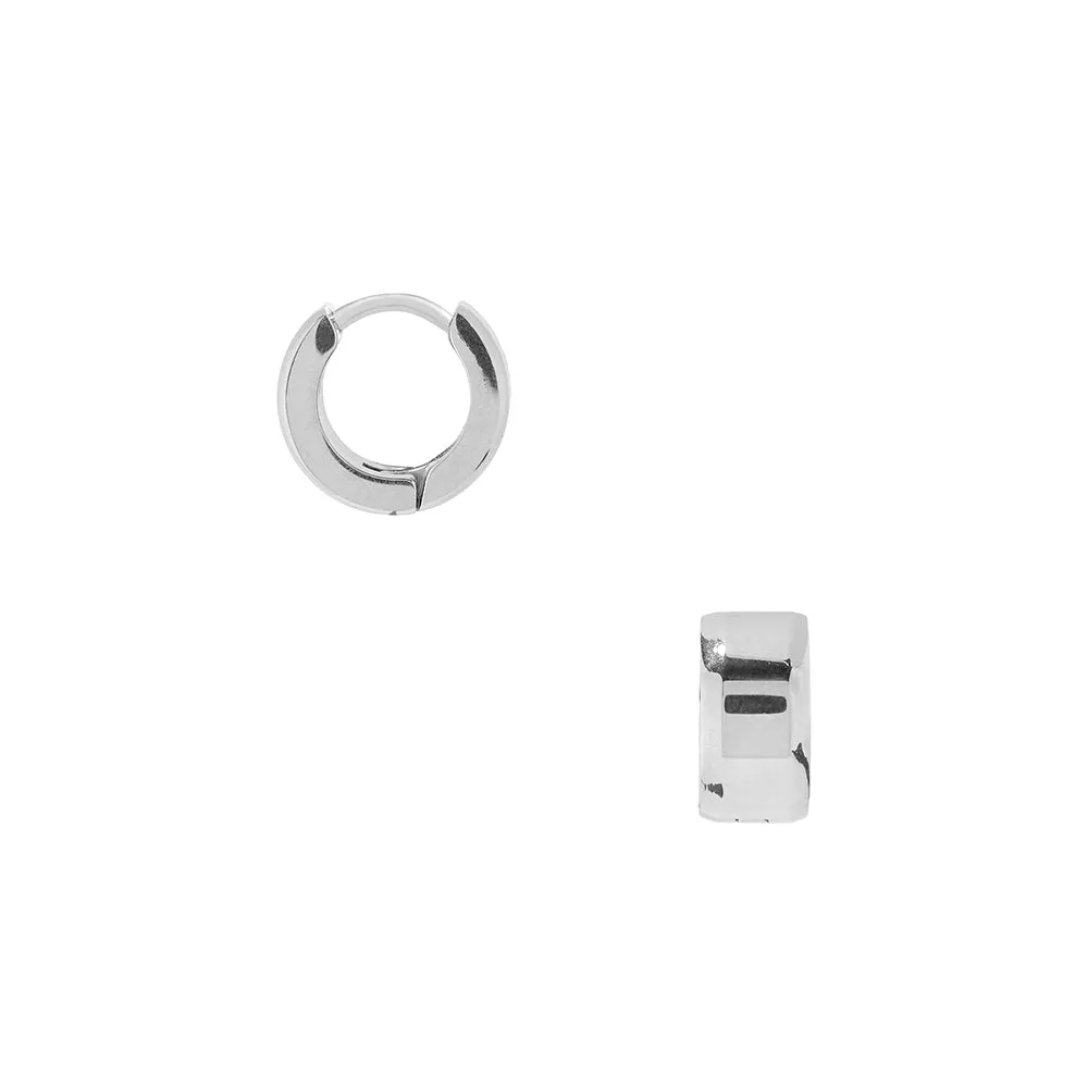 LUXE Bevelled Edge Huggie Hoop Earrings - Silver