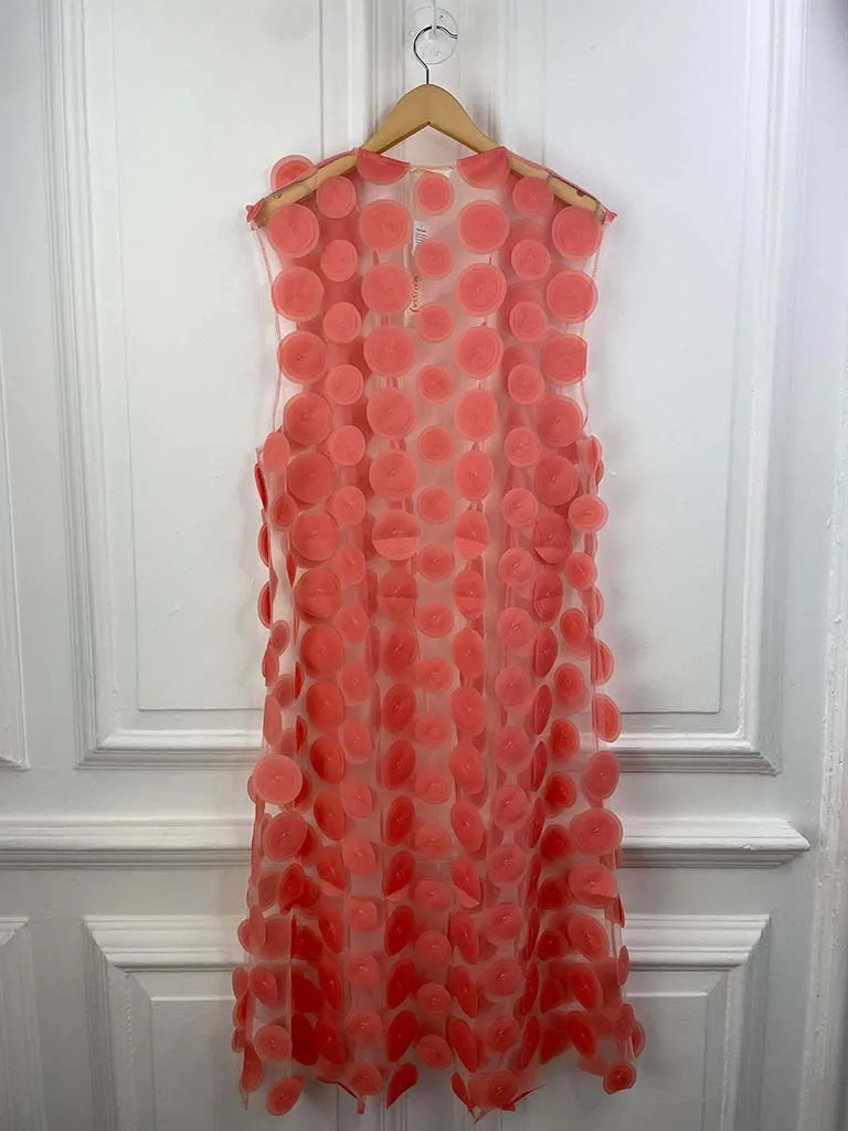 Malissa J Sheer Circle Waistcoat - Coral