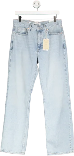 MANGO Blue Matilda Straight Leg Regular Length Jeans UK 12