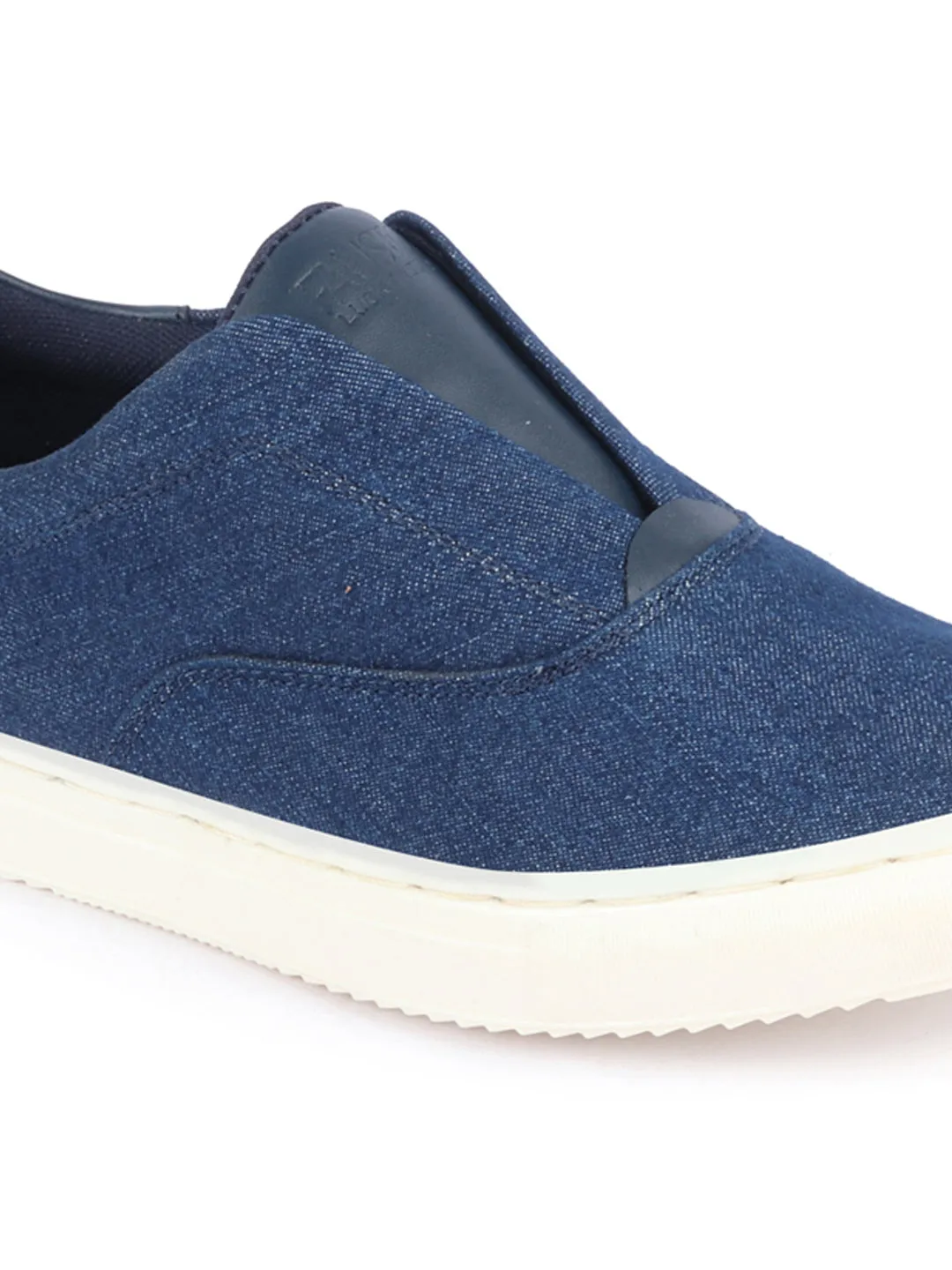 Men Navy Blue Classic Upper Denim Comfort No Touch Slip On Canvas Sneakers Shoes