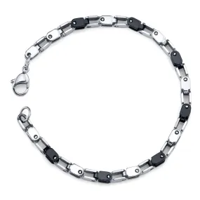 Men's Black Ceramic and Stainless Steel Bracelet