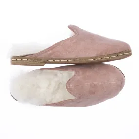 Men's Pink Suede Shearling Slippers